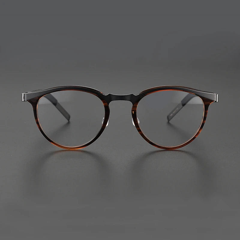 Black Mask Unisex Full Rim Round Screwless Titanium Acetate Eyeglasses 9903 Full Rim Black Mask