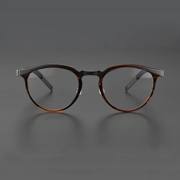 Black Mask Unisex Full Rim Round Screwless Titanium Acetate Eyeglasses 9903 Full Rim Black Mask