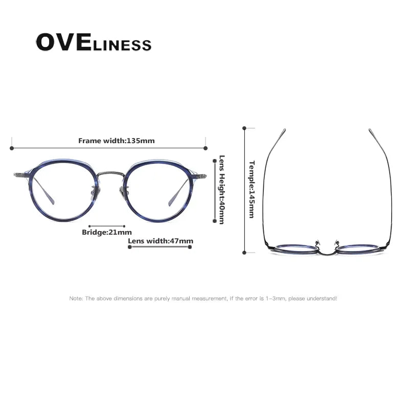 Oveliness Women's Full Rim Round Acetate Titanium Eyeglasses 21414