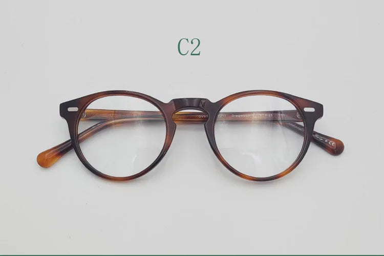 Yujo Unisex Full Rim Round Acetate Eyeglasses 1005 Full Rim Yujo C2 CHINA