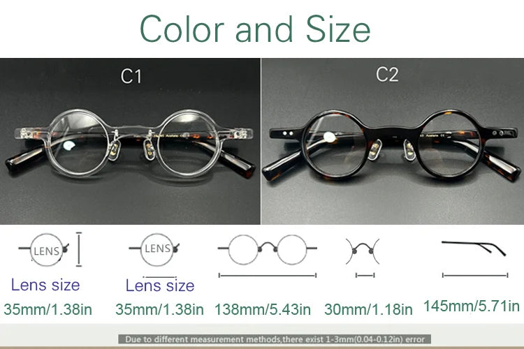 Yujo Unisex Full Rim Round Acetate Fiber Eyeglasses 3840 Full Rim Yujo