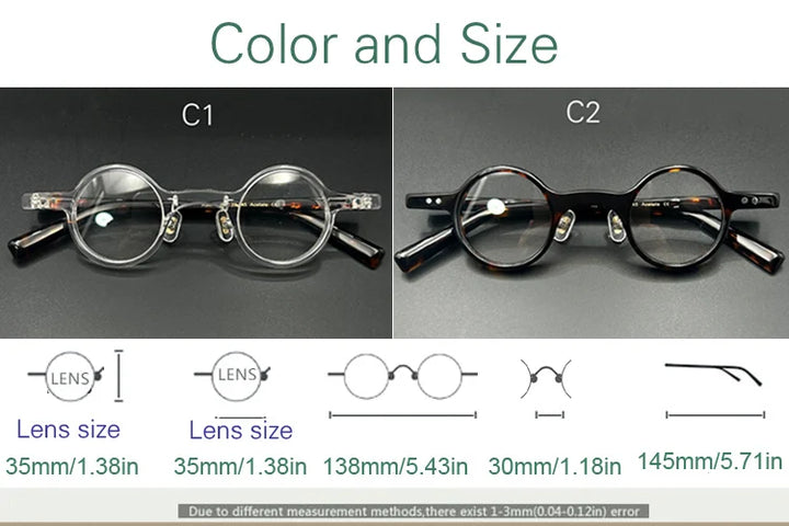 Yujo Unisex Full Rim Round Acetate Fiber Eyeglasses 3840 Full Rim Yujo