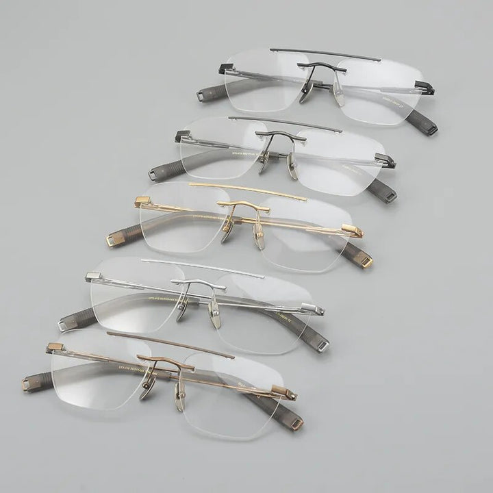Hdcrafter Unisex Rimless Square Double Bridge Titanium Eyeglasses Dtx419 Rimless Hdcrafter Eyeglasses