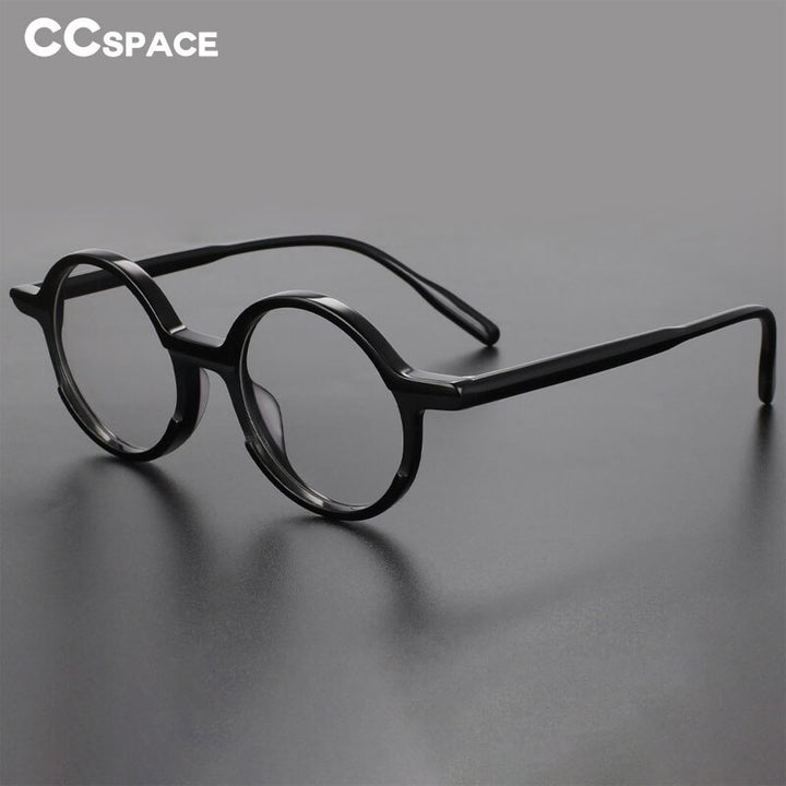 CCspace Unisex Full Rim Round Acetate Eyeglasses 56056 Full Rim CCspace