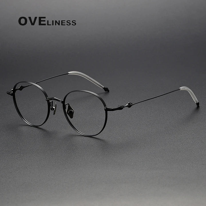 Oveliness Unisex Full Rim Round Titanium Eyeglasses 4519 Full Rim Oveliness black