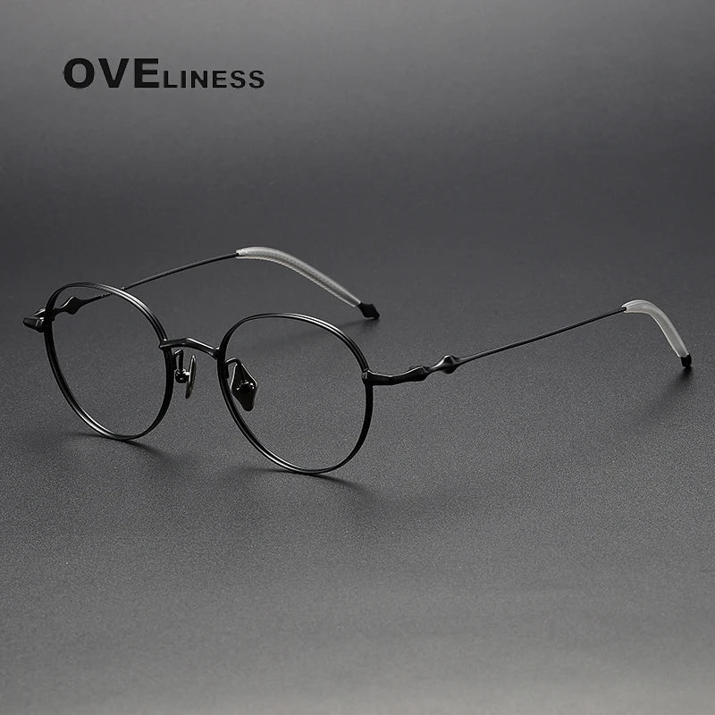 Oveliness Unisex Full Rim Round Titanium Eyeglasses 4519 Full Rim Oveliness black  