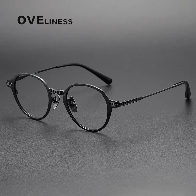 Oveliness Unisex Full Rim Round Acetate Titanium Eyeglasses 212426