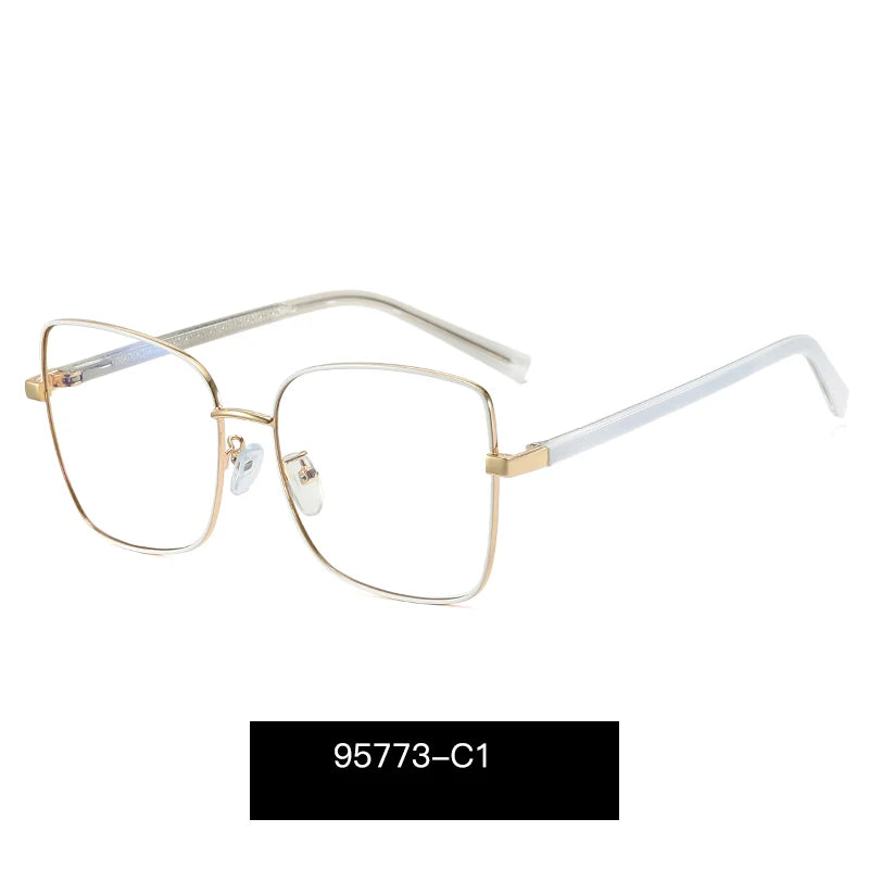 Handoer Women's Full Rim Square Alloy Spring Hinge Eyeglasses 95773