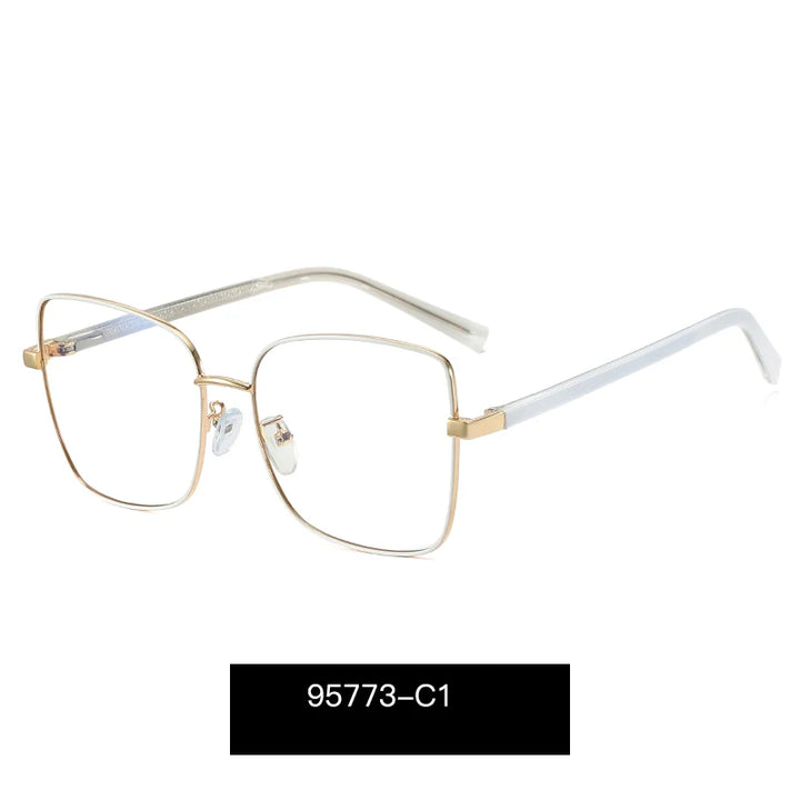 Handoer Women's Full Rim Square Alloy Spring Hinge Eyeglasses 95773