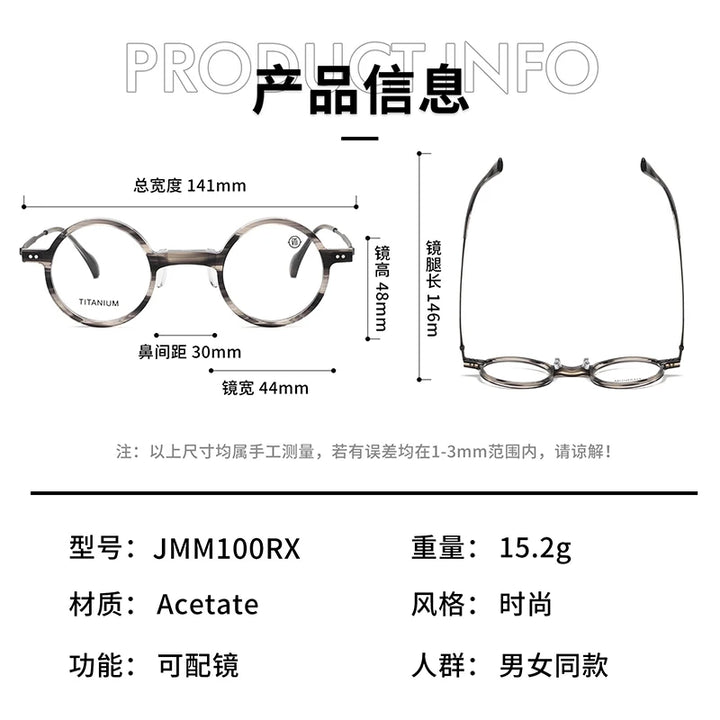Nobler Unisex Full Rim Round Acetate Titanium Eyeglasses 396100