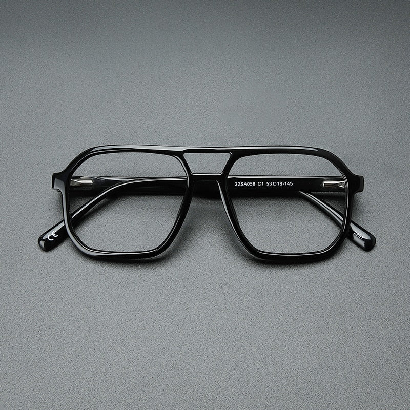 Gatenac Unisex Full Rim Square Double Bridge Acetate Eyeglasses Gxyj1099 Full Rim Gatenac