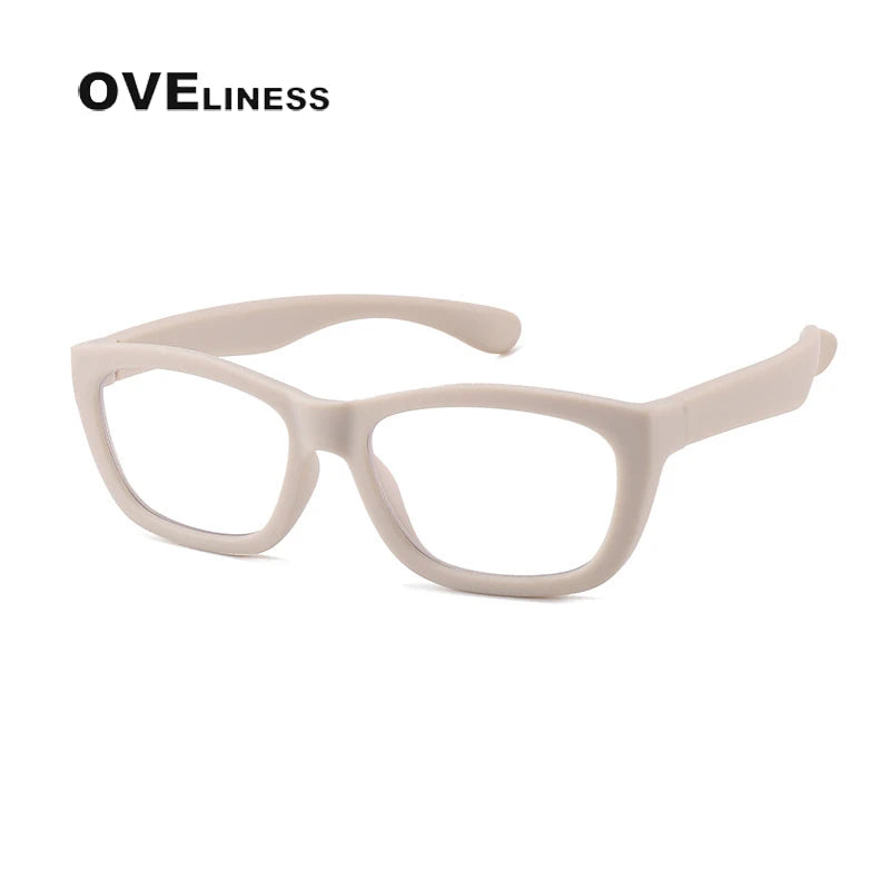 Oveliness Youth Unisex Full Rim Square Tr 90 Titanium Eyeglasses 8214 Full Rim Oveliness rice white  
