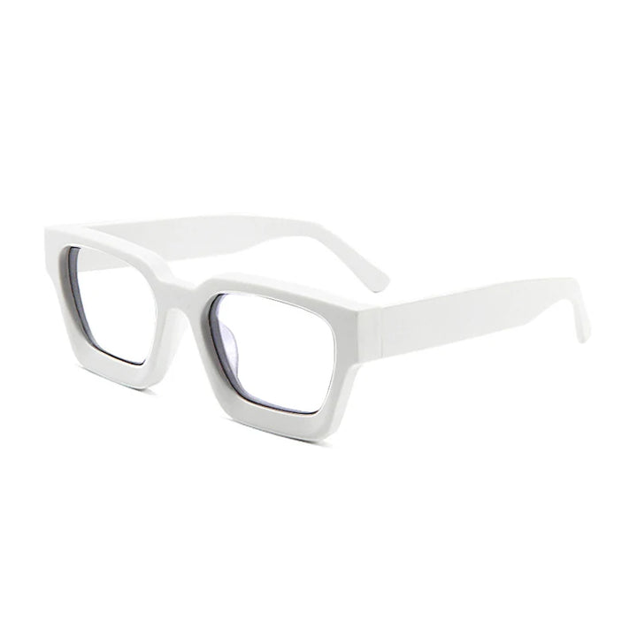Gatenac Unisex Full Rim Thick Square Acetate Eyeglasses Gxyj1472 Full Rim Gatenac White