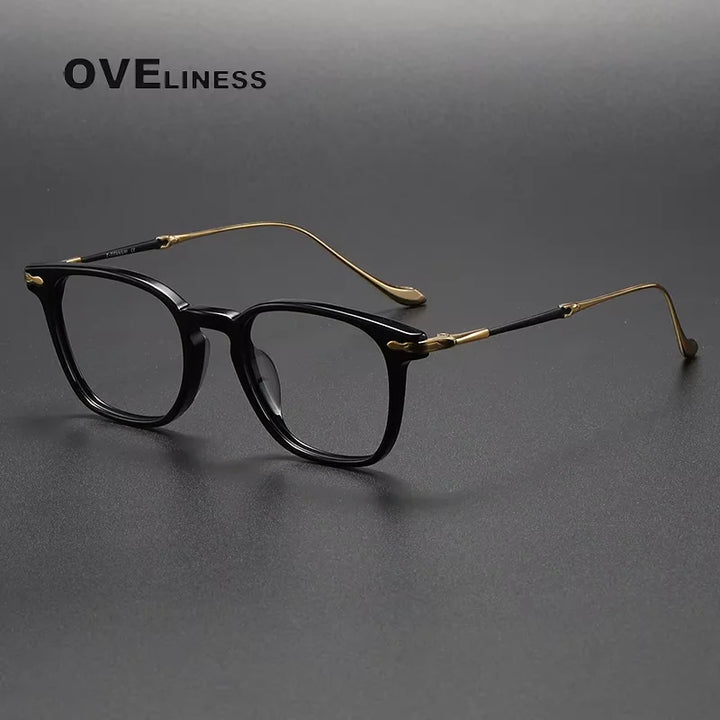 Oveliness Women's Full Rim Square Acetate Titanium Eyeglasses 82052