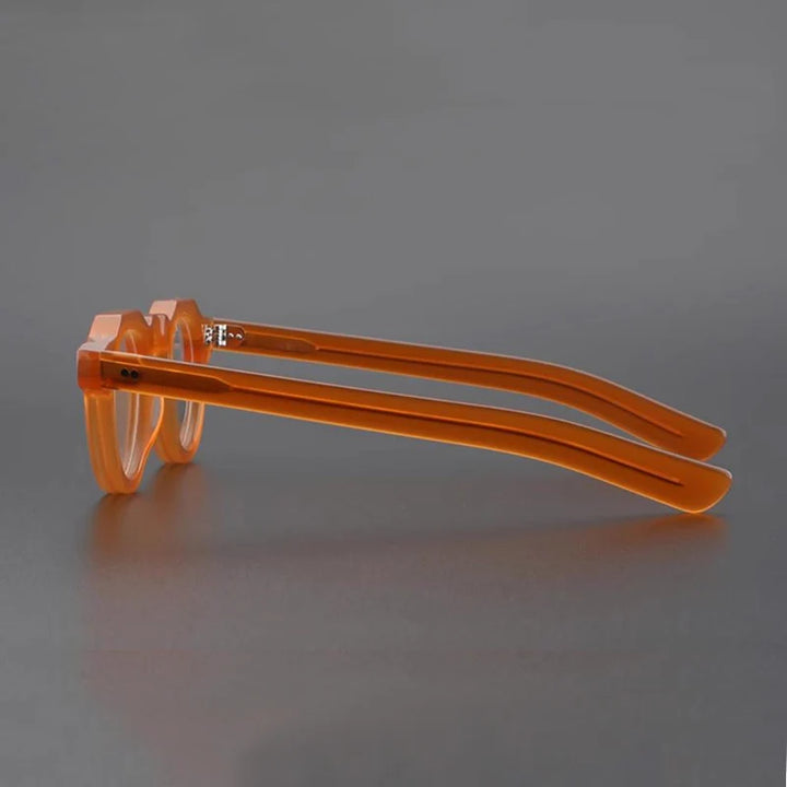 Yujo Unisex Full Rim Flat Top Round Acetate Eyeglasses Y4341 Full Rim Yujo