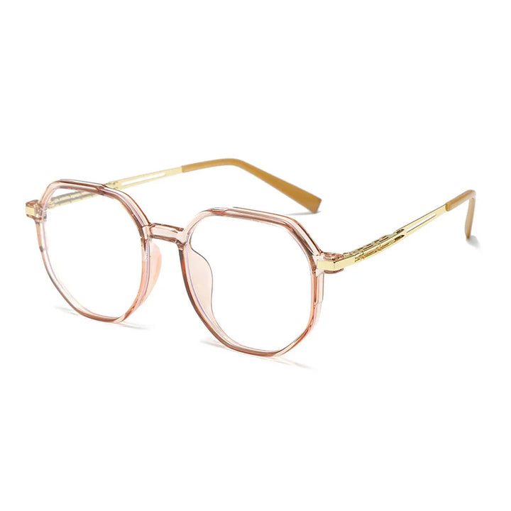 Kocolior Unisex Full Rim Polygon Alloy Tr 90 Eyeglasses 81317 Full Rim Kocolior Orange