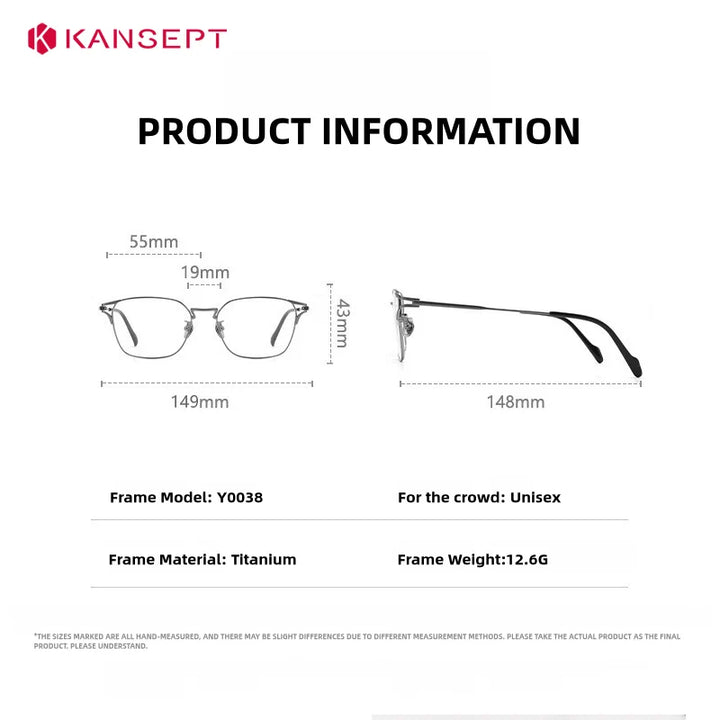 Kansept Men's Full Rim Polygon Square Titanium Reading Glasses 40038