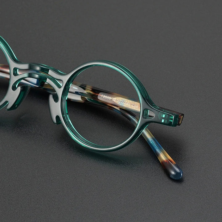 Yujo Men's Full Rim Small Round Double Bridge Acetate Eyeglasses 2058e Full Rim Yujo