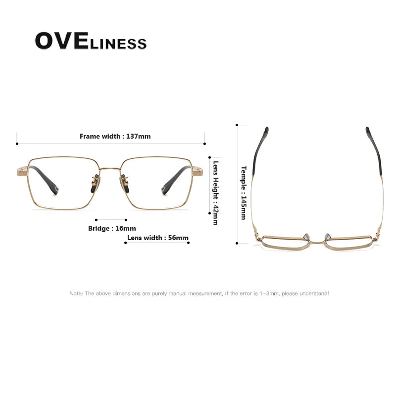 Oveliness Men's Full Rim Square Titanium Eyeglasses 80927 Full Rim Oveliness   