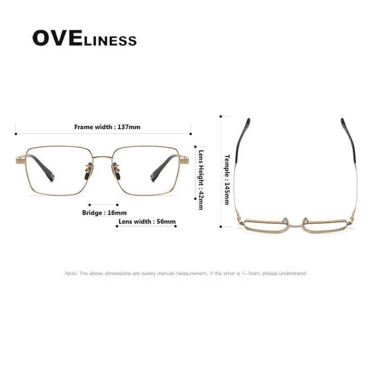 Oveliness Men's Full Rim Square Titanium Eyeglasses 80927 Full Rim Oveliness   