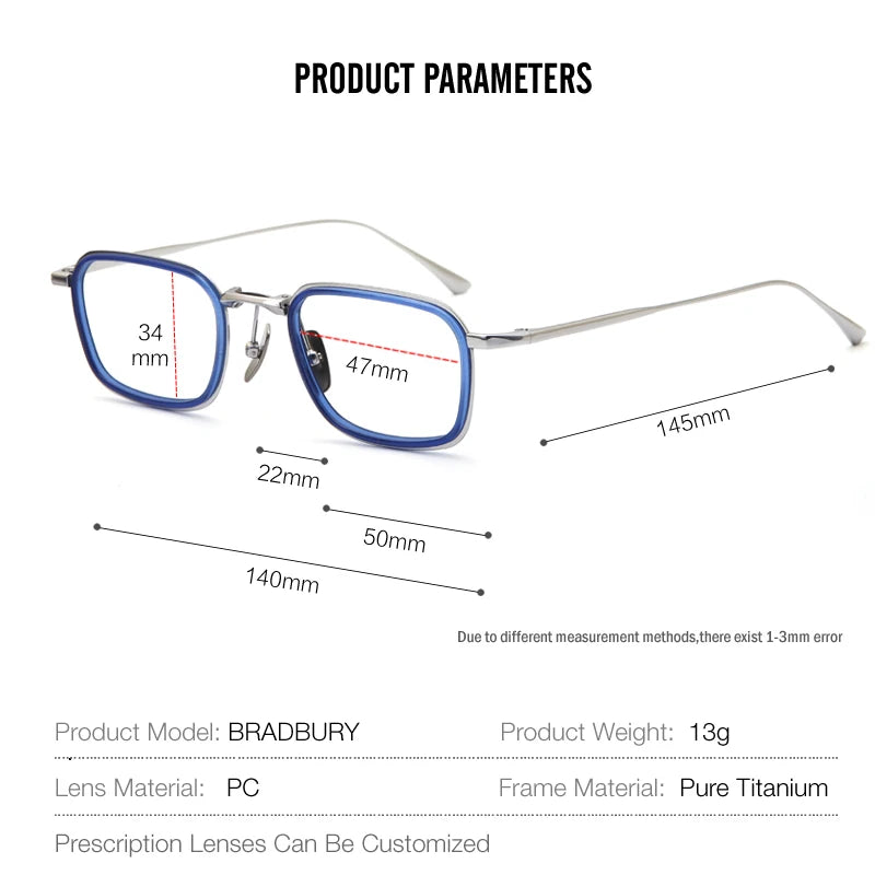 Muzz Unisex Full Rim Square Acetate Titanium Eyeglasses 22140