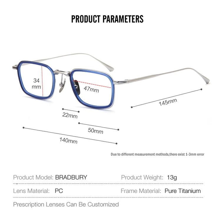 Muzz Unisex Full Rim Square Acetate Titanium Eyeglasses 22140
