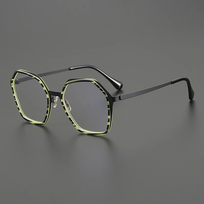 Nobler Unisex Full Rim Big Polygon Square Titanium Eyeglasses 48295