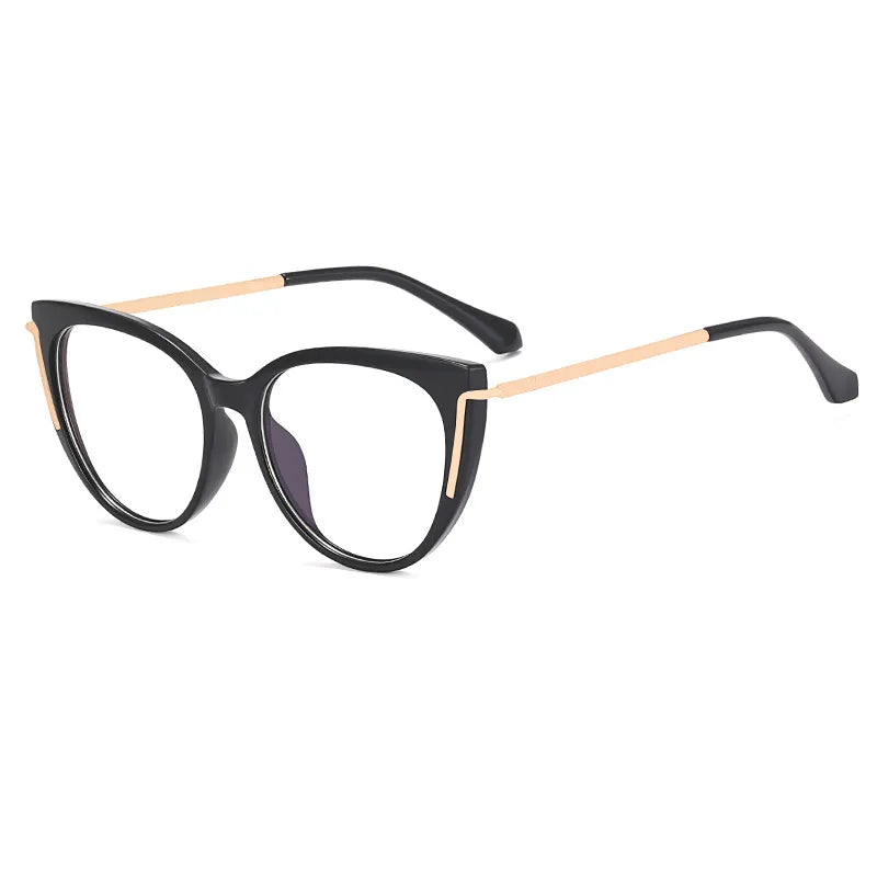 CCspace Women's Full Rim Cat Eye Tr 90 Titanium Eyeglasses 56963 Full Rim CCspace C4Black
