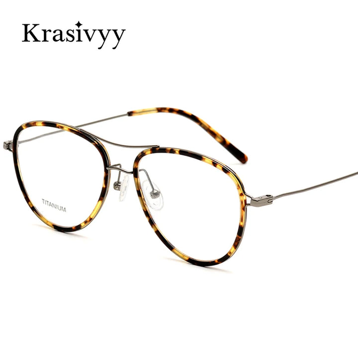 Krasivyy Women's Full Rim Oval Double Bridge Titanium Eyeglasses 316043