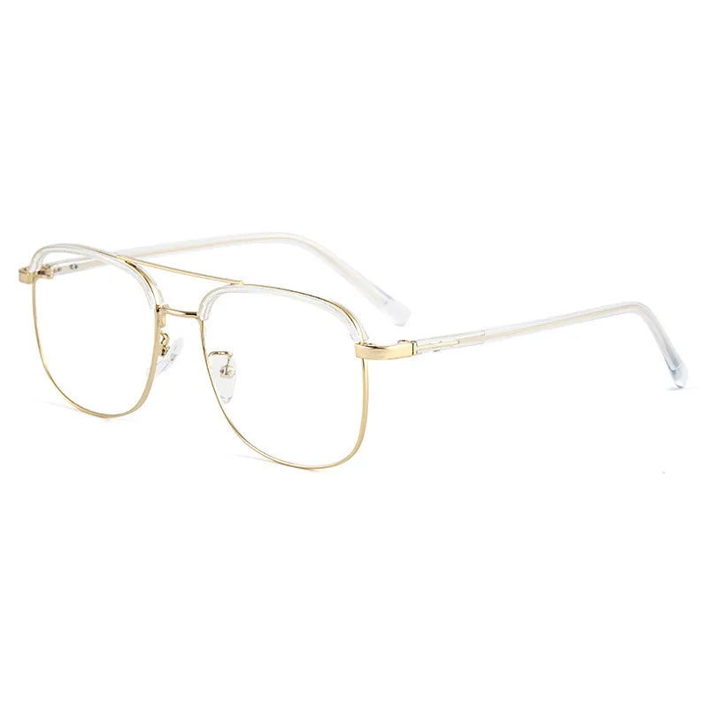 Kocolior Unisex Full Rim Square Double Bridge Alloy Reading Glasses 18032 Reading Glasses Kocolior Gold China 0