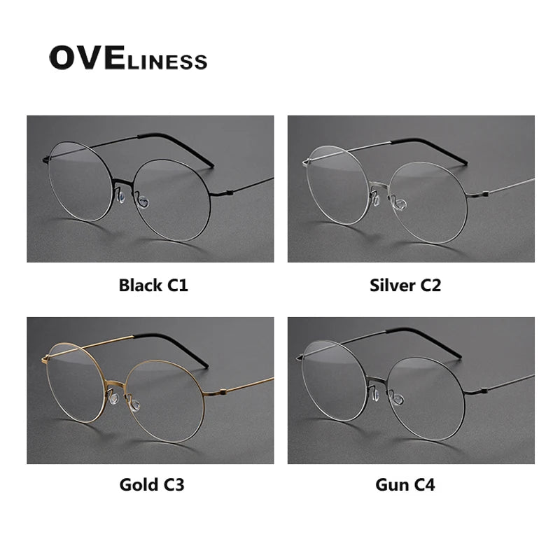 Oveliness Unisex Full Rim Round Screwless Titanium Eyeglasses 5516 Full Rim Oveliness