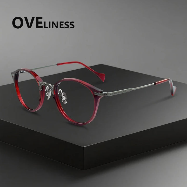 Oveliness Women's Full Rim Round Titanium Acetate Eyeglasses 926008