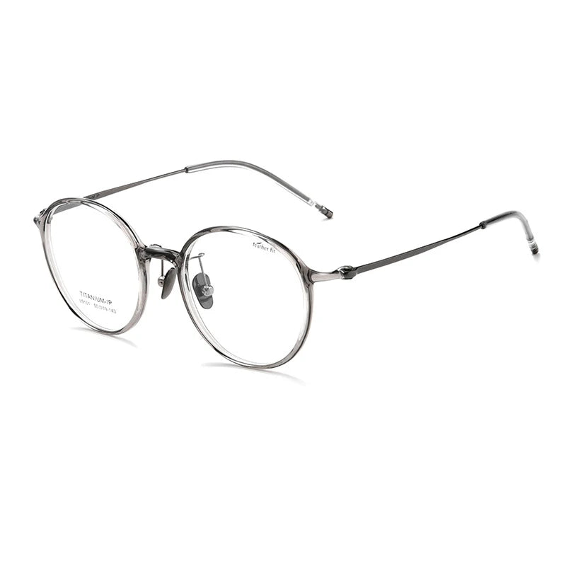 Gmei Women's Full Rim Round Titanium Acetate Eyeglasses 9101 Full Rim Gmei Optical Grey