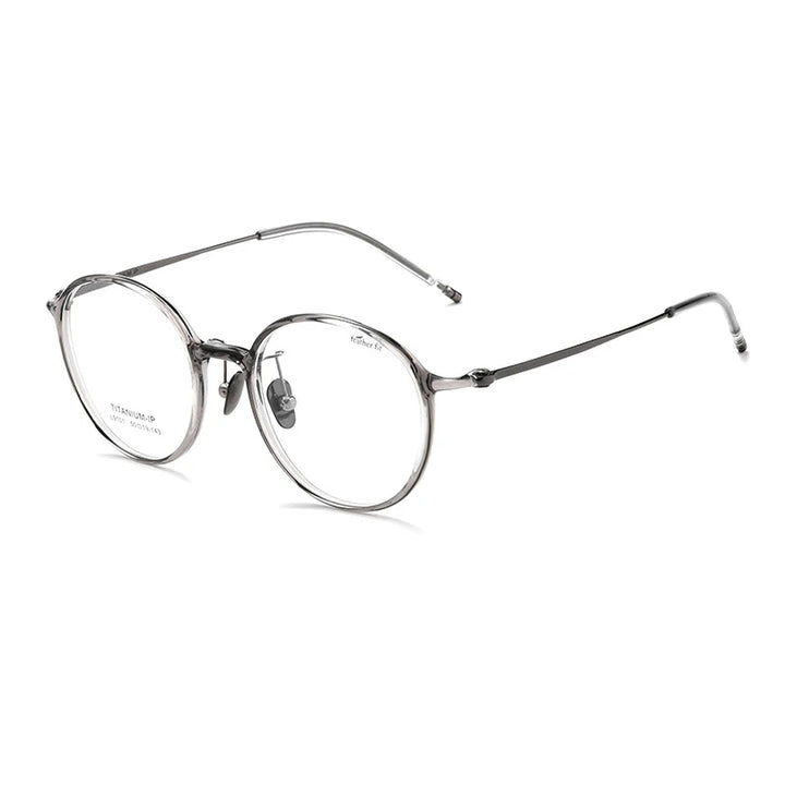 Gmei Women's Full Rim Round Titanium Acetate Eyeglasses 9101 Full Rim Gmei Optical Grey