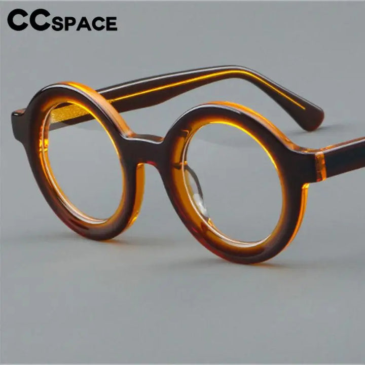 CCspace Unisex Full Rim Round Acetate Eyeglasses 57151 Full Rim CCspace