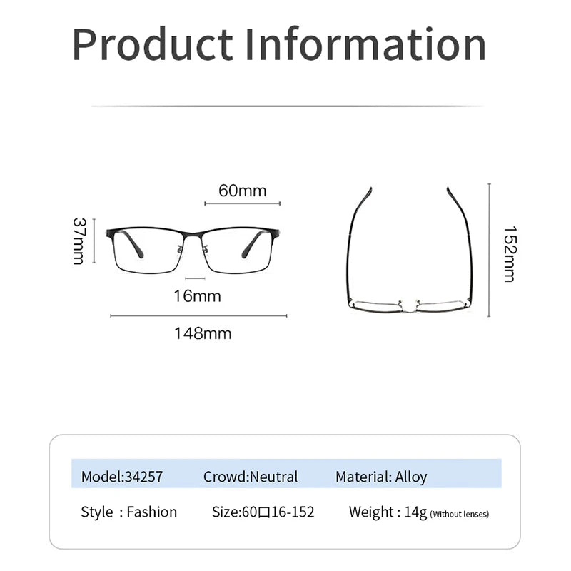 Xbora Unisex Full Rim Square Alloy Eyeglasses 34257