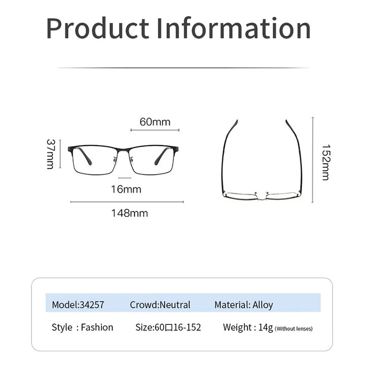 Xbora Unisex Full Rim Square Alloy Eyeglasses 34257