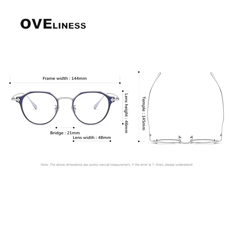 Oveliness Unisex Full Rim Polygon Titanium Eyeglasses 4821 Full Rim Oveliness