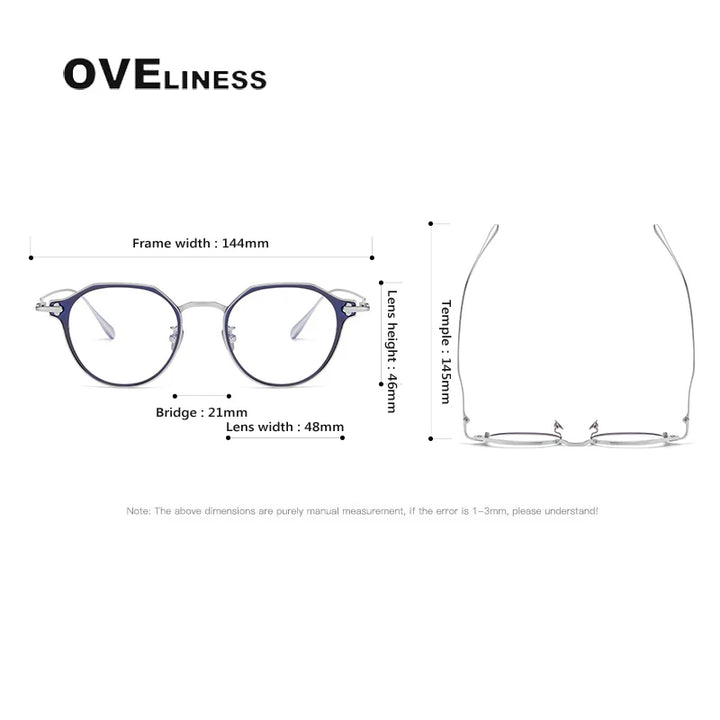 Oveliness Unisex Full Rim Polygon Titanium Eyeglasses 4821 Full Rim Oveliness