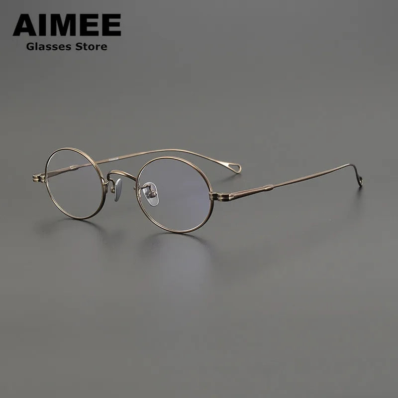 Aimee Unisex Full Rim Small Oval Round Titanium Eyeglasses 85001 Full Rim Aimee Bronze
