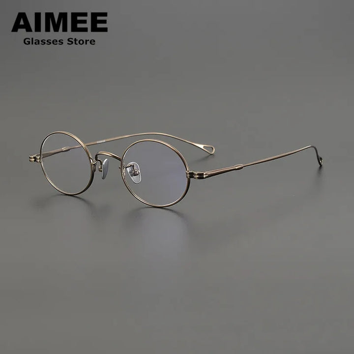 Aimee Unisex Full Rim Small Oval Round Titanium Eyeglasses 85001 Full Rim Aimee Bronze