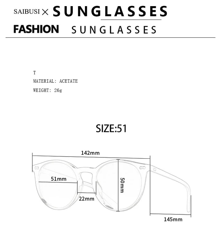 Hewei Women's Full Rim Round Acetate Sunglasses 0014 Sunglasses Hewei