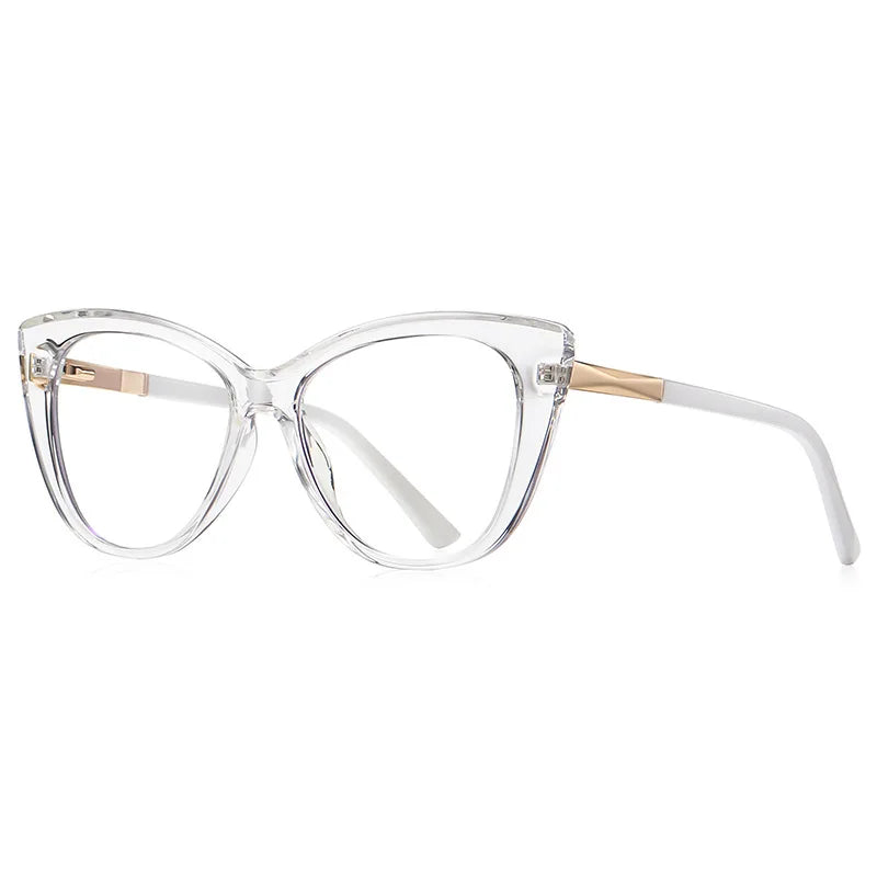 Kocolior Unisex Full Rim Cat Eye Alloy Acetate Hyperopic Reading Glasses 2097 Reading Glasses Kocolior Transparent 0