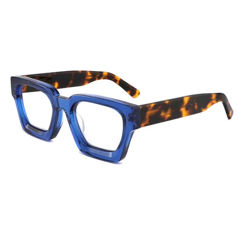 Gatenac Unisex Full Rim Thick Square Acetate Eyeglasses Gxyj1472 Full Rim Gatenac Blue