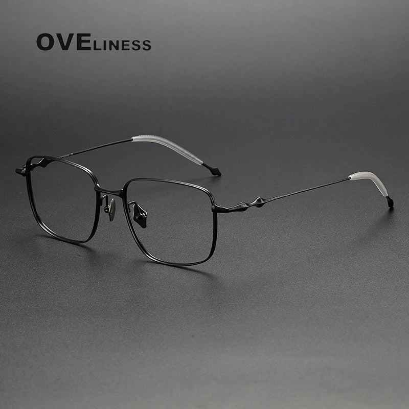 Oveliness Men's Full Rim Square Titanium Eyeglasses 4418 Full Rim Oveliness black  