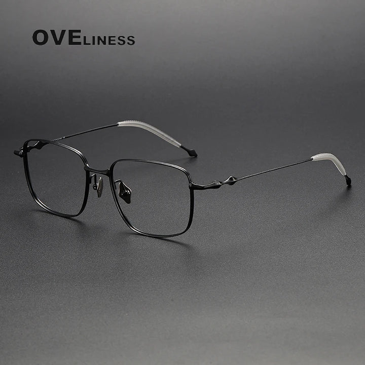 Oveliness Men's Full Rim Square Titanium Eyeglasses 4418 Full Rim Oveliness black  
