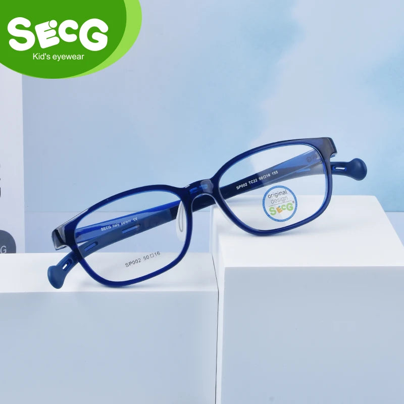 Secg Unisex Children's Full Rim Square Tr 90 Silicone Eyeglasses 19162 Full Rim Secg