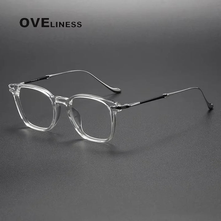Oveliness Women's Full Rim Square Acetate Titanium Eyeglasses 82052
