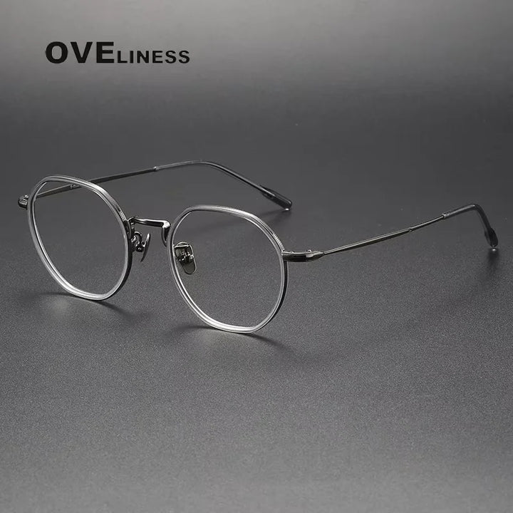 Oveliness Women's Full Rim Flat Top Oval Acetate Titanium Eyeglasses 48514