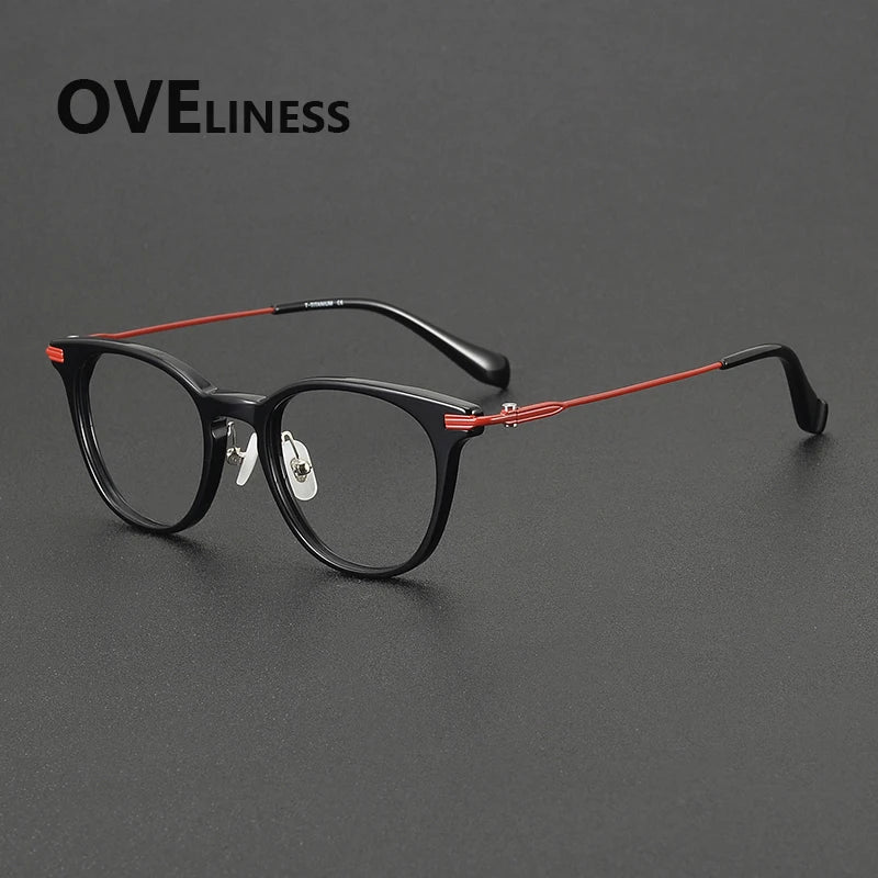 Oveliness Unisex Full Rim Oval Square Acetate Titanium Eyeglasses 90002